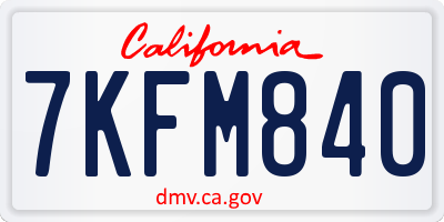 CA license plate 7KFM840