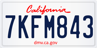 CA license plate 7KFM843