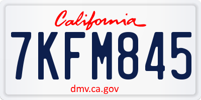 CA license plate 7KFM845