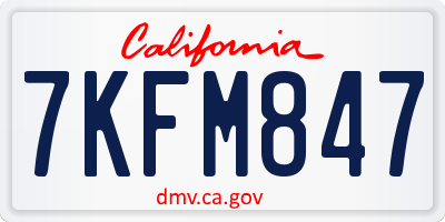 CA license plate 7KFM847