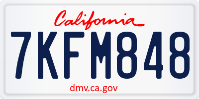 CA license plate 7KFM848