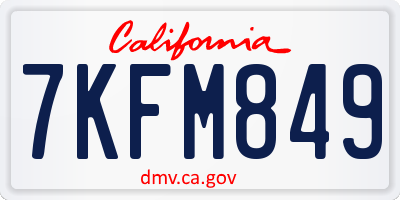 CA license plate 7KFM849