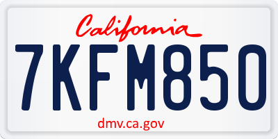 CA license plate 7KFM850