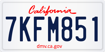 CA license plate 7KFM851