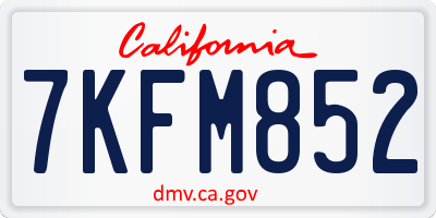 CA license plate 7KFM852