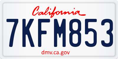 CA license plate 7KFM853
