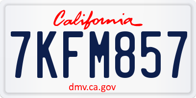 CA license plate 7KFM857