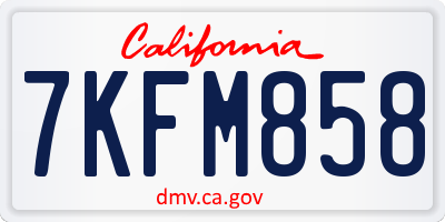 CA license plate 7KFM858