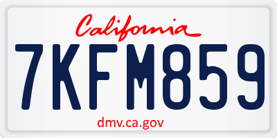 CA license plate 7KFM859
