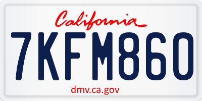 CA license plate 7KFM860