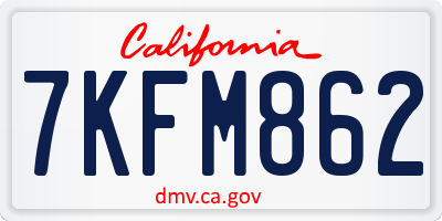 CA license plate 7KFM862