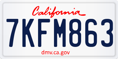 CA license plate 7KFM863