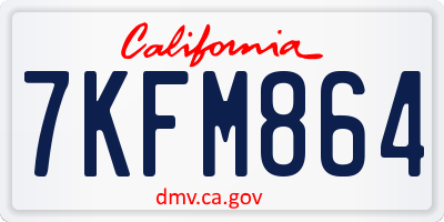 CA license plate 7KFM864