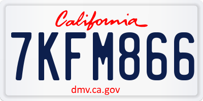 CA license plate 7KFM866