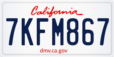 CA license plate 7KFM867