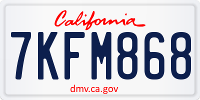 CA license plate 7KFM868