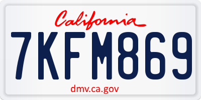 CA license plate 7KFM869