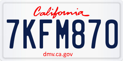 CA license plate 7KFM870