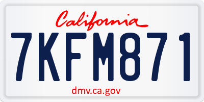 CA license plate 7KFM871