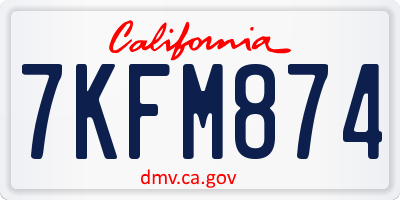 CA license plate 7KFM874