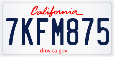 CA license plate 7KFM875