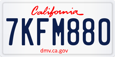 CA license plate 7KFM880