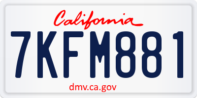 CA license plate 7KFM881