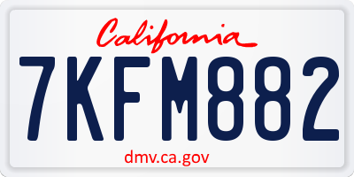 CA license plate 7KFM882