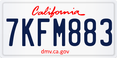 CA license plate 7KFM883