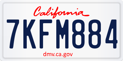 CA license plate 7KFM884
