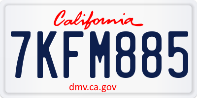 CA license plate 7KFM885