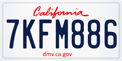 CA license plate 7KFM886