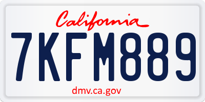 CA license plate 7KFM889