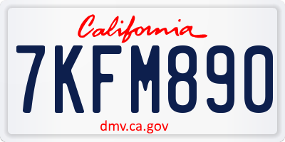 CA license plate 7KFM890