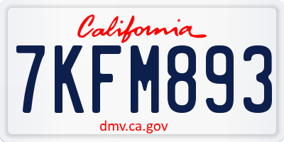 CA license plate 7KFM893
