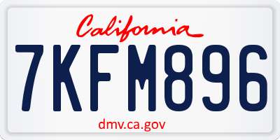 CA license plate 7KFM896