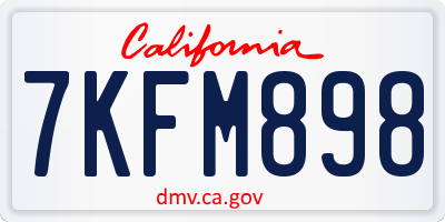 CA license plate 7KFM898