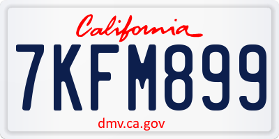 CA license plate 7KFM899