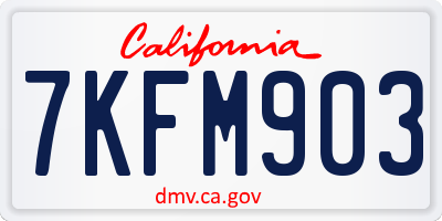 CA license plate 7KFM903