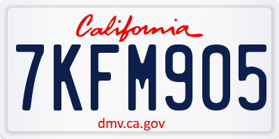 CA license plate 7KFM905