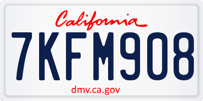 CA license plate 7KFM908