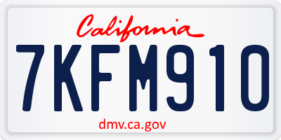CA license plate 7KFM910