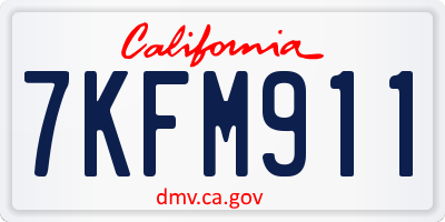 CA license plate 7KFM911