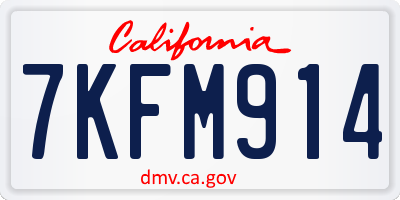 CA license plate 7KFM914