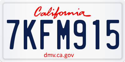 CA license plate 7KFM915