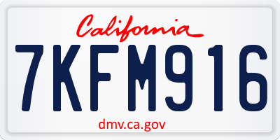 CA license plate 7KFM916