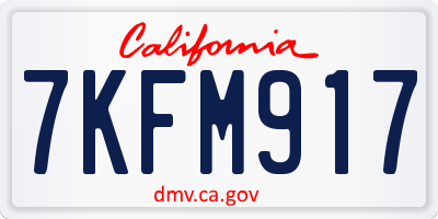CA license plate 7KFM917