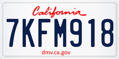 CA license plate 7KFM918