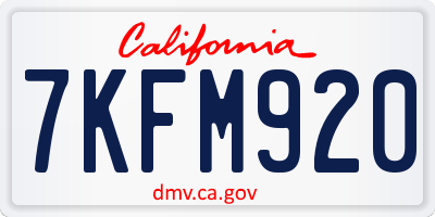 CA license plate 7KFM920