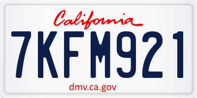 CA license plate 7KFM921